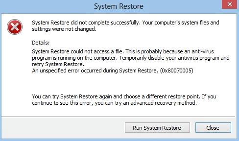 Choose "System Restore"
 Select a restore point from before the error occurred
