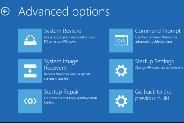 Choose Troubleshoot and then Advanced options
Select Command Prompt