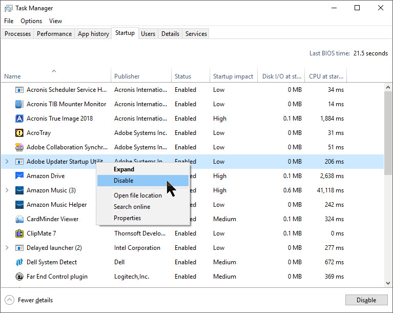 Click on "Disable all" to disable all non-Microsoft services
Go to the "Startup" tab and click on "Open Task Manager"