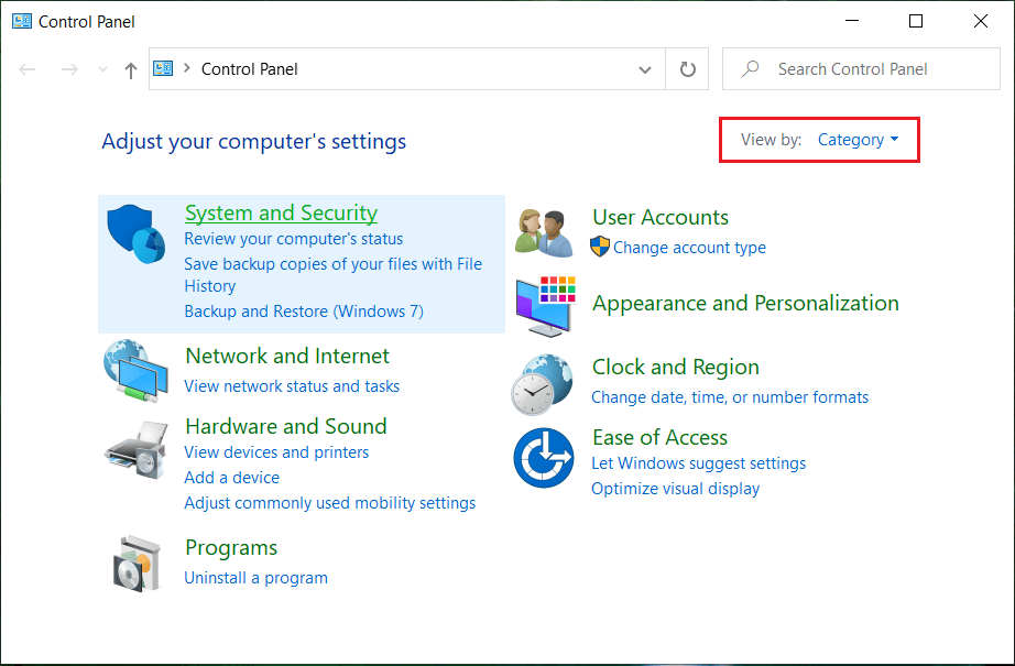 Click on System and Security.
Select System.
