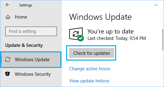 Click on the "Start" button and then click on "Settings".
Click on "Update & Security".