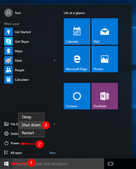 Click on the Start menu and select Restart.
Wait for the computer to fully shut down and then turn it back on.