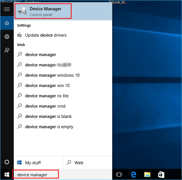 Click on the Windows Start button
Select Device Manager