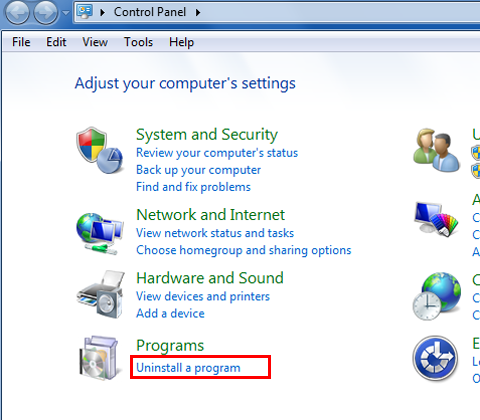 Close all Microsoft Office programs.
Open the Control Panel and click on "Uninstall a program."