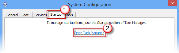Close the Task Manager and click OK in the System Configuration window.
Restart the computer.