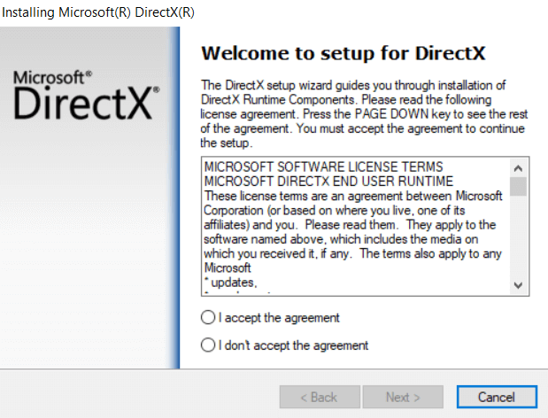 Download and install the latest version of DirectX from Microsoft's website Restart your computer after installation