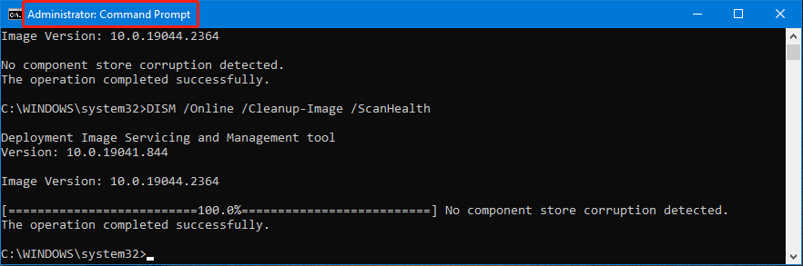 If the problem persists, consider using the Deployment Image Servicing and Management (DISM) tool to repair the Windows image.
Open Command Prompt as an administrator and type "dism /online /cleanup-image /restorehealth".