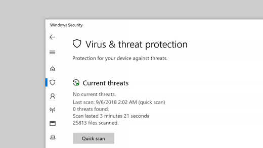 In the Windows Security window, click on Virus & threat protection.
Click on Check for updates to see if any updates are available for Windows Defender.