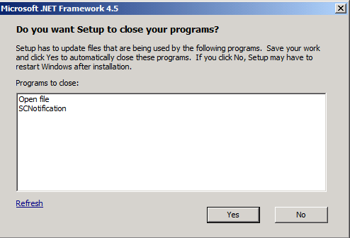 Install the downloaded latest version of Microsoft .NET framework
Restart the system after installation