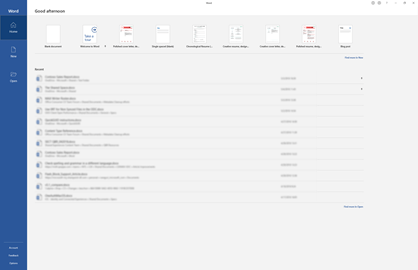 Open any Office application (e.g., Word, Excel).
Click on the File tab in the top left corner.