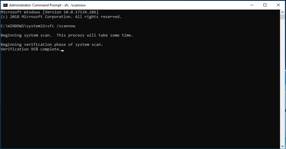 Open Command Prompt as administrator
Enter the command "sfc /scannow" and press Enter
