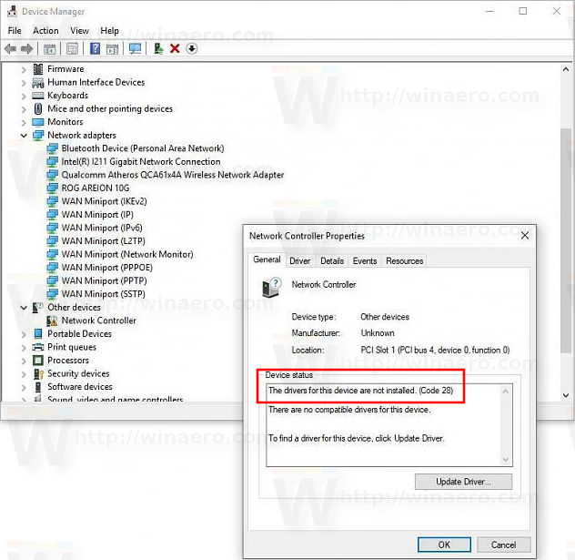 Open Device Manager
Locate the device with the error and right-click it