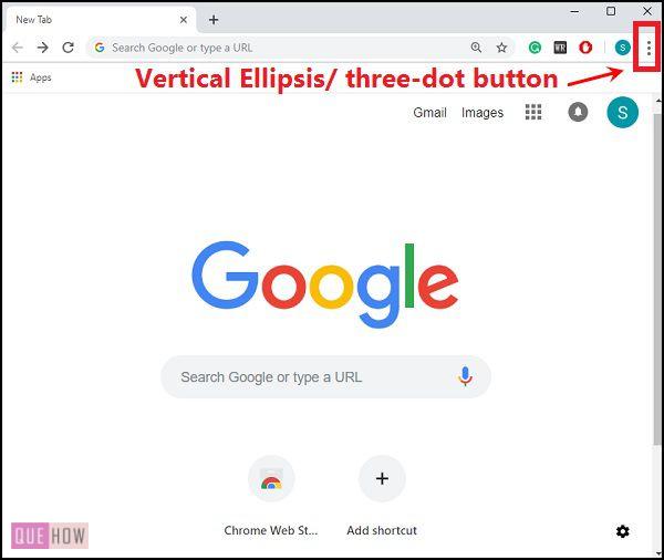Open Google Chrome
Click on the three dots in the top right corner