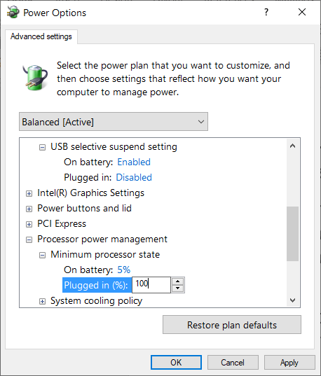 Open the Control Panel and select "System and Security."
Click on "Power Options" and select "High Performance."