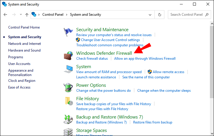 Open the Control Panel
Go to Windows Firewall or Antivirus settings