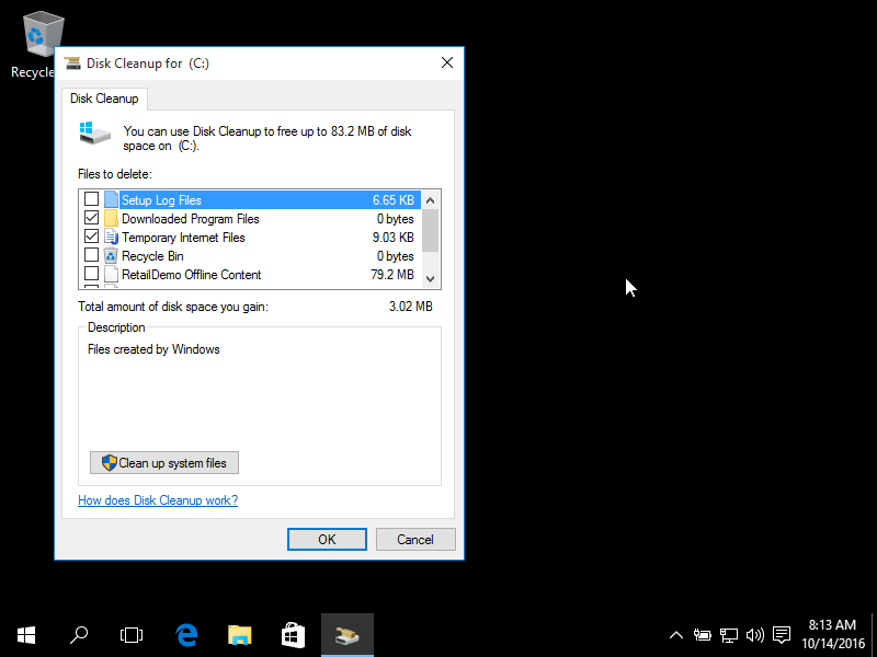 Open the Start menu and type "disk cleanup" in the search bar
Select the drive you want to clean up and click "OK"