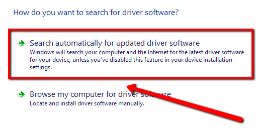 Select "Search automatically for updated driver software."
Follow the prompts to install the latest driver updates.